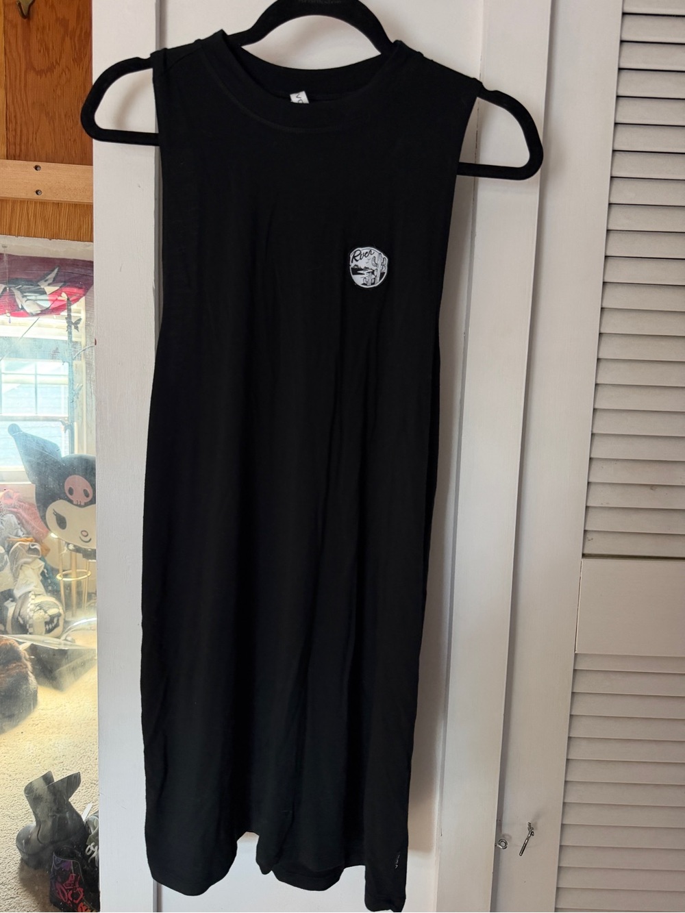 RVCA Black Sleeveless Tank Dress with Subtle Logo Tag